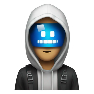 hacker in front of PC terminal sticker