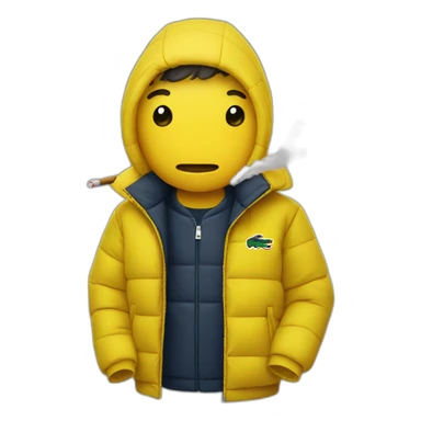 smoker with lacoste yellow puffer sticker