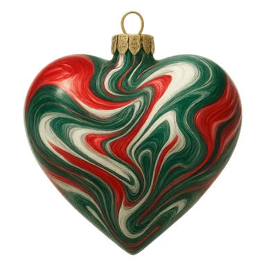 christmas heart with a swirling marble effect   , remove background sticker