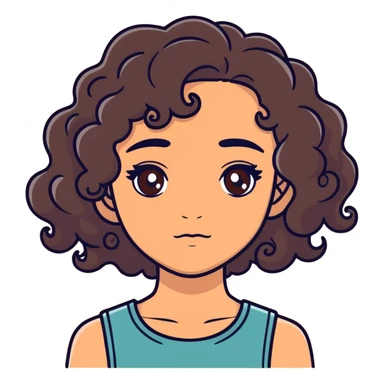 Curly hair girl with brown eyes and mole under her eye sticker