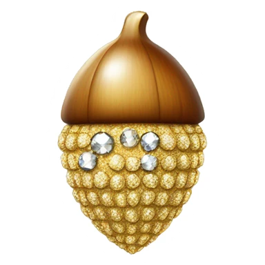 sparkling diamond Acorn, gold stem sticker