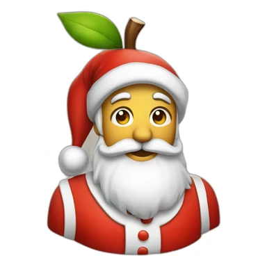 An apple wearing a Santa Claus dress sticker