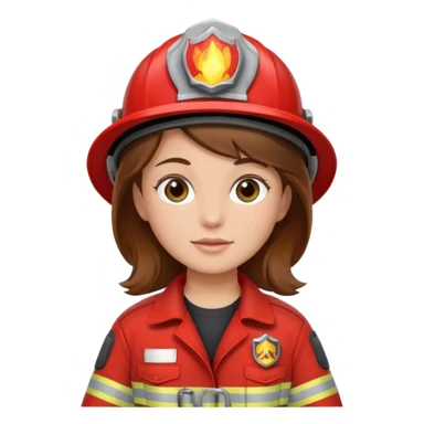 girl fireman with brown hair sticker
