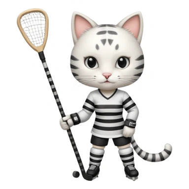female cat hockey player with one hockey stick sticker
