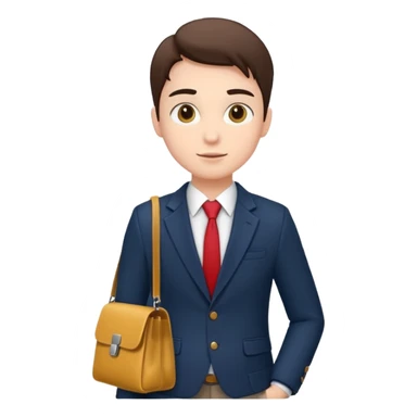 business student with bag sticker
