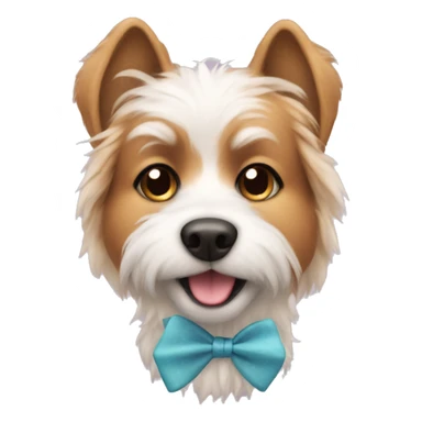 furry dog with bow  sticker