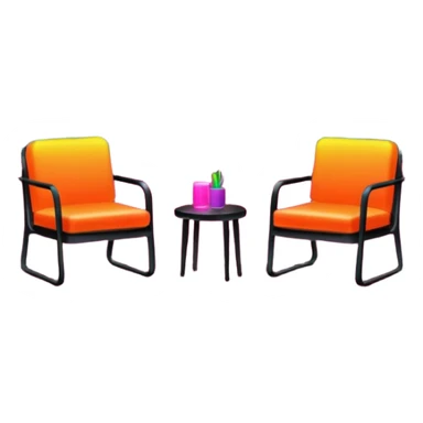  Apartment Windows with neon reflection, empty chair. sticker