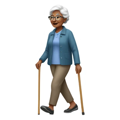 Grandma walking with cane  sticker