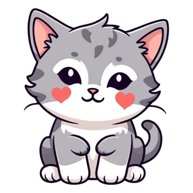 kitty with heart sticker