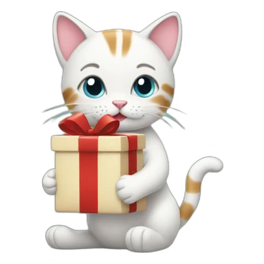 cat holding present sticker