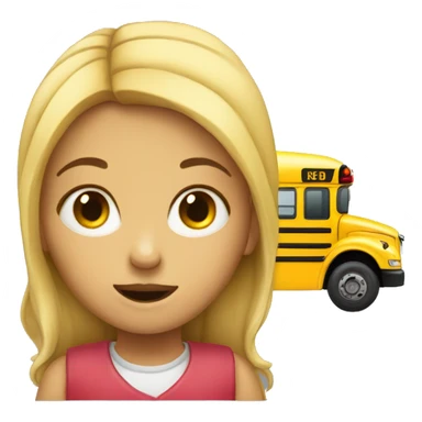 Girl eating school bus sticker