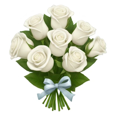 A bouquet of white roses with a bow sticker