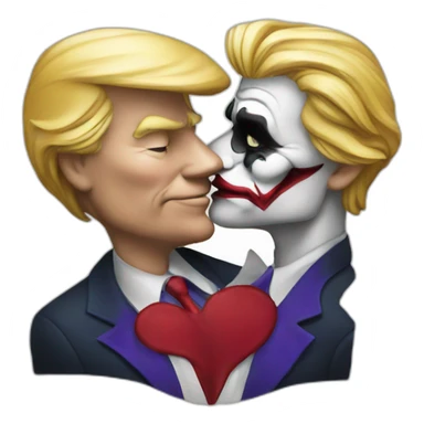 trump kissing joker sticker