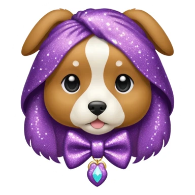 Cachorro com gravata roxa com glitter sticker