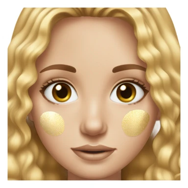 White girl with freackles and Brown hair, and blue eyes using Gold gel patches under her eyes sticker