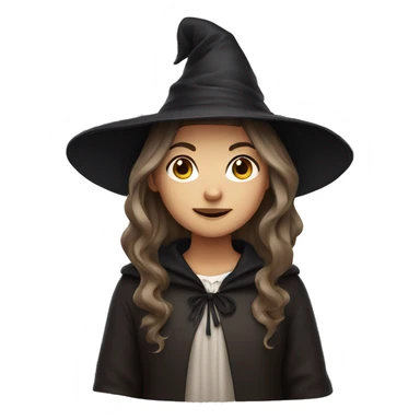 white brown hair girl standing up dressed as a witch sticker