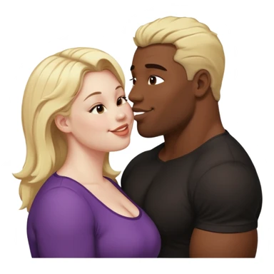 Fat white girl blonde hair muscular black man brown eyes kissing sticker