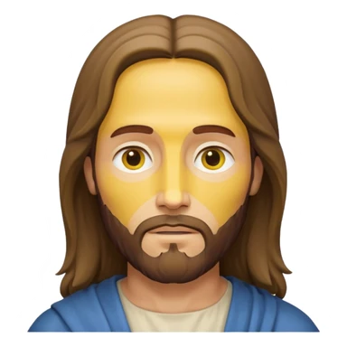Jesus Christ, simplified iconic yellow face, gentle expression sticker