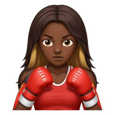 dark skin female boxer long hair sticker