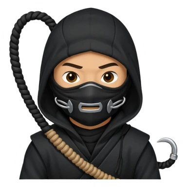 iron hook, 4 hooks in one, black, with rope, ninja sticker