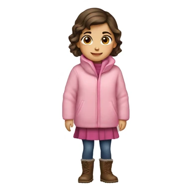 winter, christmas, hispanic, short brown hair, little girl, brown eyes, child, full body, pink sweater coat sticker