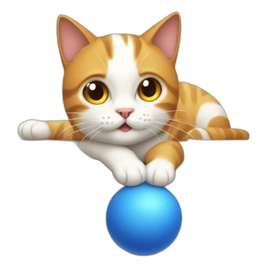 cat under table playing with a ball sticker