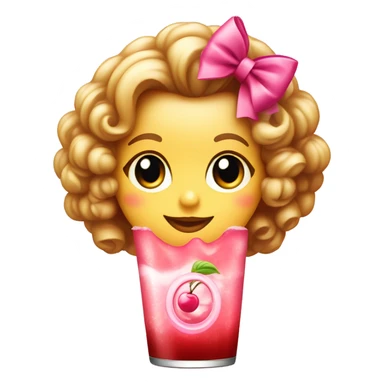 Shirley temple soda with cherry and pink bow sticker