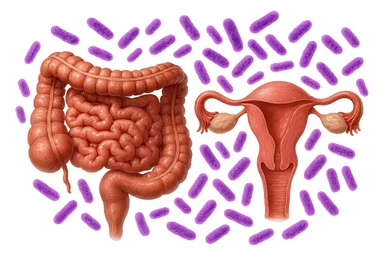 intestino umano anatomico realistico accanto ad un utero umano anatomico realistico, dietro i due organi fluttuano batteri intestinali con questo colore: #971ef1, iperrealistico 4k
isolata su sfondo bianco sticker