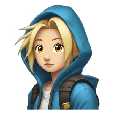bridget guilty gear cute face and a blue hoodie sticker