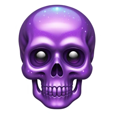 Glitter purple flat skull sticker