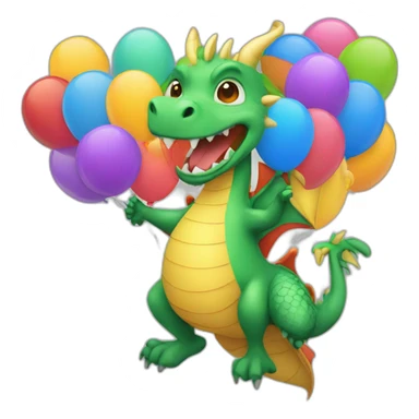Dragon with a bunch of balloons sticker