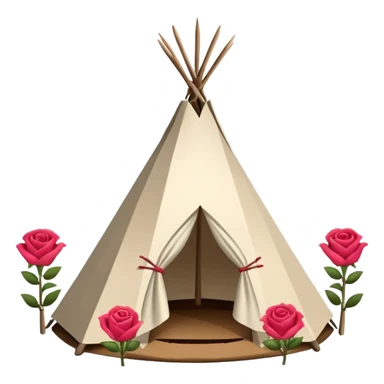 Cabaña tipi blanca con detalles rosas sticker