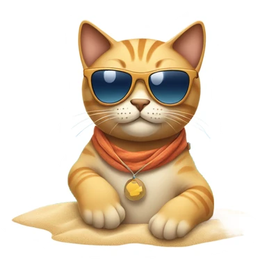 Cat with sunglasses chilling on a beach sticker