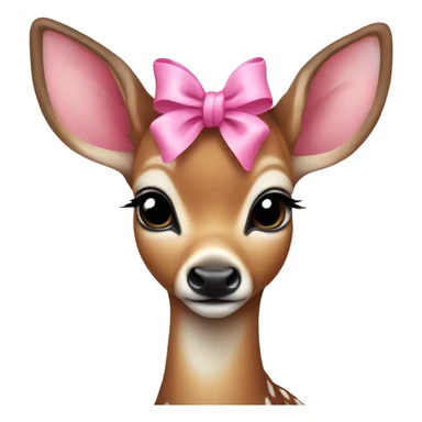realistic baby deer wearing pink bows sticker