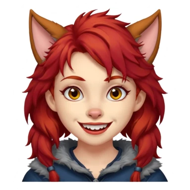Werewolf red hair girl with a smile sticker