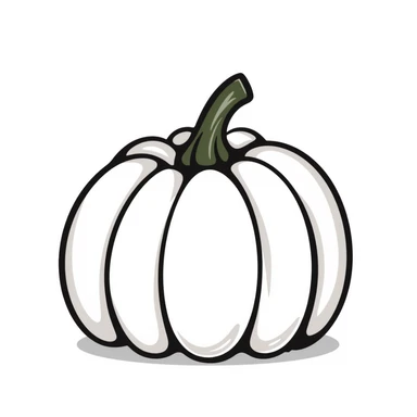A pumpkin with details in pastel colors (dd9fb0, ffc6d3, a3bfc9, c4bee2, f1b091), hand-drawn doodle style sticker