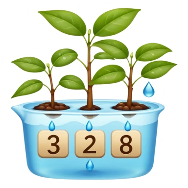 calendar emoji with most dates marked by a small plant icon, three random dates replaced: one with a leaf, one with a water drop, and one with a pot, each spaced a few days apart sticker