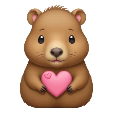 Capibara con un corazón kawaii sticker