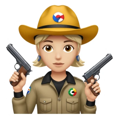 Emoji de risa pero con gorro del equipo colo colo y una pistola en la mano sticker