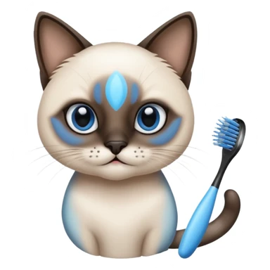 siamese cat, tooth brush, hair brush sticker