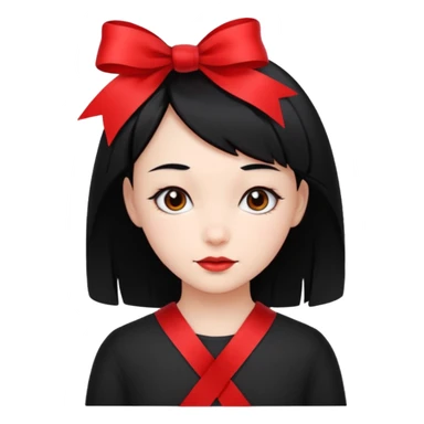 girl that have a red ribbon in her hair the hair is black  sticker