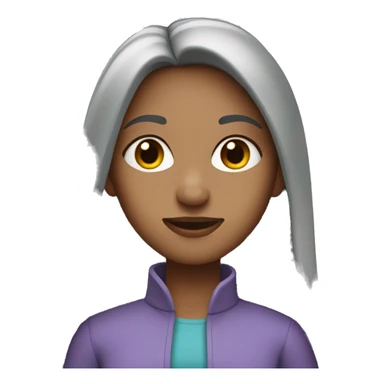 Girl with long straight gray hair parted in the middle sticker