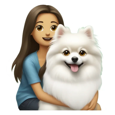 White pomeranian with brunette Girl sticker