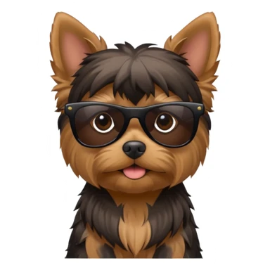 perro shorkshire con lentes de sol completamente negros sticker