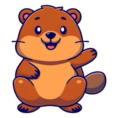 happy beaver with brown fur sticker