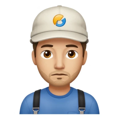 Tech developer going back to work after christmas holidays, looking tired and wearing a cap sticker