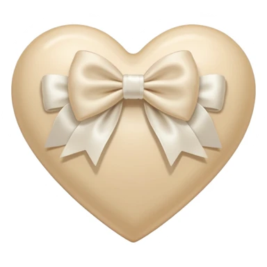 light beige heart with white bow sticker