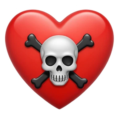 heart with black crossbones sticker