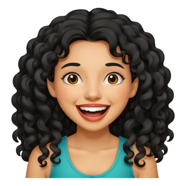 Latina girl with long curly black hair, laughing sticker