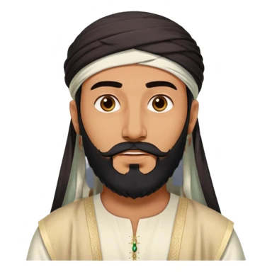 arab with black beard and defined jaw wearing white kandura sticker